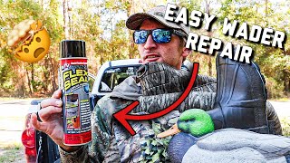 Easy Wader Repair  Flex Seal Duck Hunting Wader Patch [upl. by Christiane]