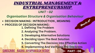 UNIT 2  Organisation Structure amp organisational behaviour  DCME  C20  IM ampE  PART  6 [upl. by Lechar]