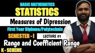 STATISTICS  MEASURES OF DISPERSION  Range and coefficient range  LECTURE 01 DIPLOMAPOLYTECHNIC [upl. by Aehtna]