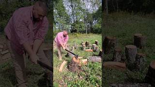 Splitting wood with an axe 31 splittingfirewood [upl. by Elrod251]