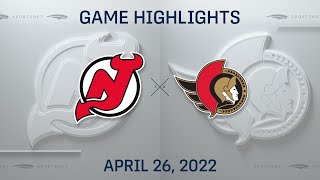 NHL Highlights  Devils vs Senators  Apr 26 2022 [upl. by Onateyac]