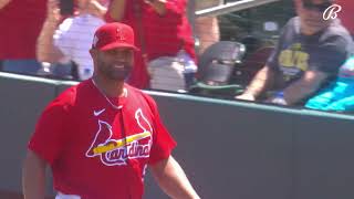 Albert Pujols gets awesome ovation for return to Cardinals at Spring Training [upl. by Ennovihs]