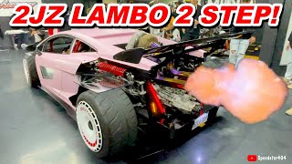 WORLDS FIRST 2JZ Lamborghini 2 Step Revving amp Shooting Huge Flames [upl. by Ynnej697]