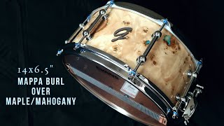 DEMO  Groove Drum Co 14x65quot Mappa Burl over MapleMahogany Snare [upl. by Ebberta]