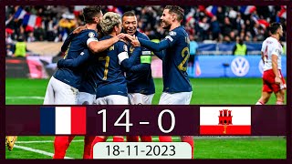 France vs Gibraltar 140  🔥 2024 Euro Qualifiers  Highlights and All Goals 2023 [upl. by Enia]