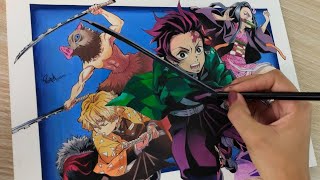 Drawing Demon Slayer  Kimetsu no yaiba [upl. by Bremble541]