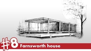 Farnsworth House perspective drawing 8  famous architecture [upl. by Arrol]