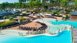 Piscine et toboggans de l’espace aquatique du camping Soustons Village [upl. by Galen]