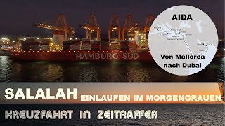 Salalah  Oman  Einlaufen  Anlegen im Morgengrauen  AIDA Kreuzfahrt in Zeitraffer [upl. by Kenyon410]