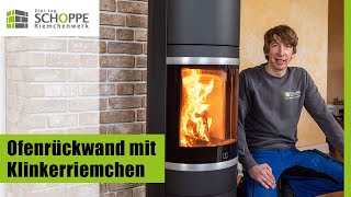 Kamin und Ofenrückwand mit Klinkerriemchen  Ziegelwand am Kamin [upl. by Ynabe]