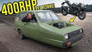 FIRST DRIVE OF THE BIKE ENGINE SWAPPED RELIANT  Motorcycle Engine Swap PT14 [upl. by Anayd]