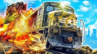 Army Train DERAILS in GTA 5 while Hauling Military Vehicles [upl. by Greff]