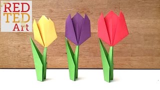 Easy Paper Tulip Origami Flower [upl. by Anirahc]