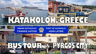 4K Katakolon Bus Tour and Walking in Pyrgos City  Greece [upl. by Ulda]