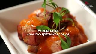 Gebratene Saumagenwürfel mit scharfer Tomatensalsa [upl. by Tadeo]