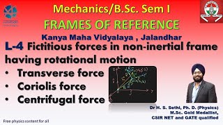 L 4  Fictitious forces due to rotational motion in noninertial frames  BSc Physics  GNDU  PU [upl. by Haidedej]