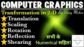 Transformation in 2D TranslationScalingRotationReflectionShearing with numericals [upl. by Nonnac]