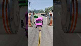 Purple School bus vs Huge Bollards viralvideo shorts  ZZ [upl. by Karlyn]