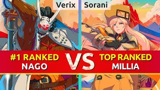 GGST ▰ Verix 1 Ranked Nagoriyuki vs Sorani TOP Ranked Millia High Level Gameplay [upl. by Dlanger253]