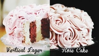 VERTICAL Layer Rose Cake quotSurprise Insidequot Tutorial [upl. by Issi]