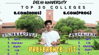 Preference list for bcom hons and bcomprog  Delhi universityDU top 30 colleges for bcom hons [upl. by Raynata647]