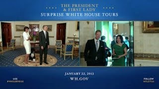 President Obama and First Lady Michelle Obama Surprise White House Visitors [upl. by Nasaj]