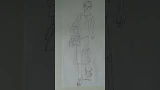 How to draw a sketch of working people Art12 on a paper with a pen   Draw a mans figure [upl. by Adilem]