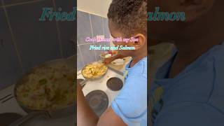 Cook Dinner with my Son Fried rice and Salmon cooking dinner friedrice salmon son shorts fyp [upl. by Vivle]