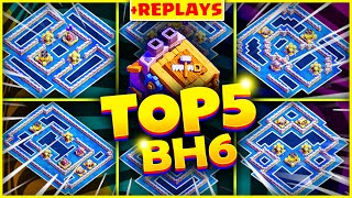 TOP 5 Best BH6 Trophy Base Links  REPLAYS 2024  NEW BUILDER HALL 6 Base Clash of Clans [upl. by Irved]