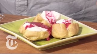 Dining The Minimalist  Profiteroles With Raspberries  The New York Times [upl. by Yelhak]