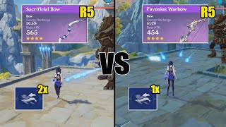 Yelan Sacrifical Bow vs Favonius Warbow  Which is BEST for F2P  Genshin impact [upl. by Storm746]