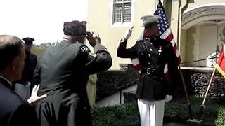 Marine Receives First Salute from Grandfather WWII Veteran [upl. by Raamal]