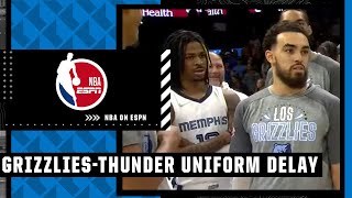 Jersey snafu forces Grizzlies to return to locker room to get new uniforms 😅  NBA on ESPN [upl. by Miksen]