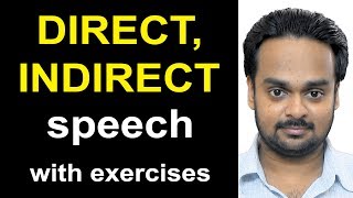 Direct Indirect Speech Narration  Reported Speech  English Grammar  with Exercises amp Quiz [upl. by Aronek]