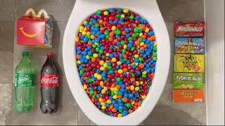 Will it Flush Chocolate MampMs Candy Skittles Orbeez Mentos Oreos Sprite [upl. by Pippas]