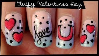 Fluffy Valentines Day Nail Art Tutorial  How to use Flocking Powder on Nails [upl. by Isborne698]