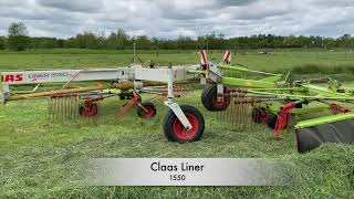 Claas liner 1550 met een International 523 aan het gras harken [upl. by Osber]