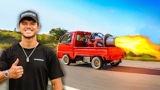 Putting a Fighter Jet Engine in my Mini Truck Fire Dept Called [upl. by Ahsinnek]