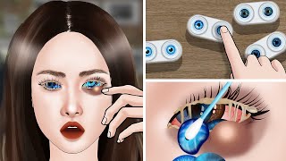 ASMR ANIMATION COLLECTION  Removal of many contact lenses from the eye  Deep Cleaning Collection [upl. by Germayne878]