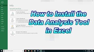 How to Install the Data Analysis Tool in Excel [upl. by Imef]