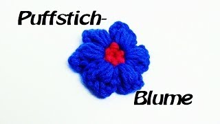 Blume HÄKELN  Puffstich Muster  sehr schöner Effekt [upl. by Norahs]