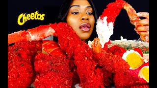 KING CRAB SEAFOOD BOIL MUKBANG  HOT CHEETOS TAKIS  SEAFOOD  MUKBANG  CHEESE SAUCE  ASMR EATING [upl. by Alih]