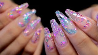 💎HARD GEL  GLASS GLITTER TIP NAILS amp CHUNKY MIX ENCAPSULATION  SARAH R💎 [upl. by Demmahum]