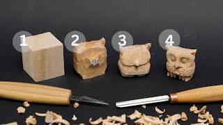 4 Simple Steps to Carve an Owl Wood Sculpture I Easy Wood Carving for Beginners [upl. by Razatlab]