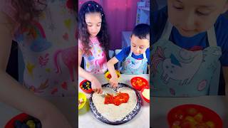 Children make a delicious heart shaped pizza viral shorts cooking recipe kids trends viral [upl. by Ennaharas639]