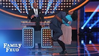 Nicole Byer gives John Gemberling a LIFT  Celebrity Family Feud [upl. by Aleibarg]