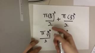 Find the area of two semicircles given a triangle with a hypotenuse [upl. by Ardnuhsed247]