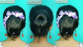 Beautiful Simple Juda Bun Hairstyle  Easy Girls Hairstyle For Beginners  Easy Bun Hairstyle [upl. by Kihtrak565]