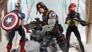 MARVEL LEGENDS WINTER SOLDIER BLACK WIDOW WAVE CRIMSON DYNAMO BAF SERIES ACTION FIGURE REVIEW [upl. by Anelet]