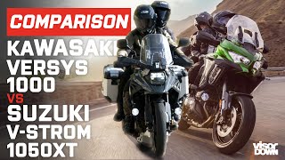 Suzuki vs Kawasaki  Kawasaki Versys 1000 SE vs Suzuki V Strom 1050XT  Visordowncom [upl. by Pilif]